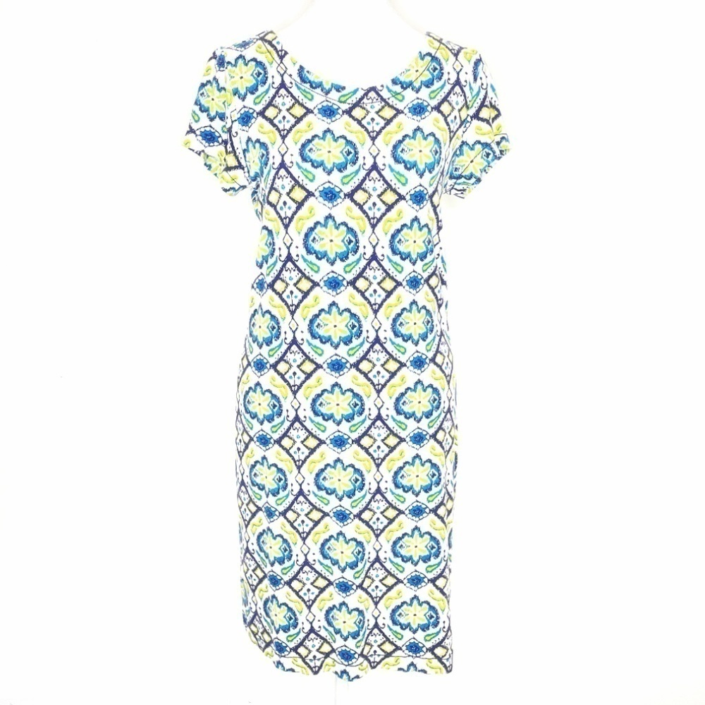 Hatley Nellie Short Sleeve Mini Mixed Flower Dot Print Zip Back Stretch Dress